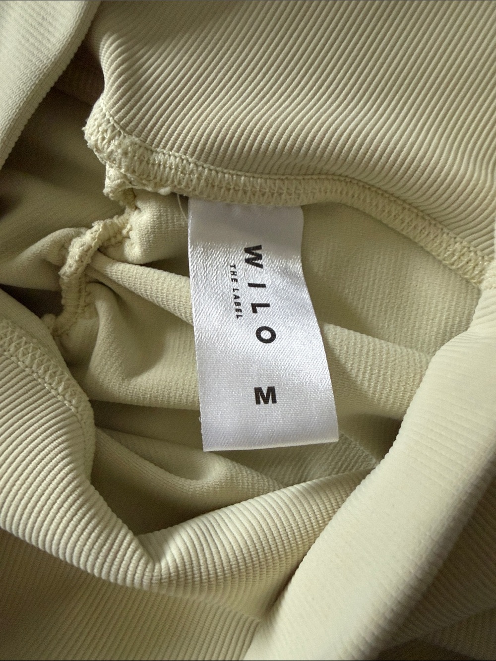 High-Waist Cream Athletic Shorts with Ribbed Texture
